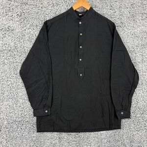 Wah Maker Shirt Mens Large Black Frontier Bib Half Placket Grandfather Western L